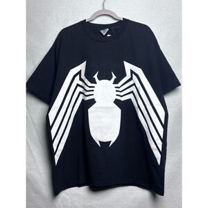 Vintage 2000 Marvel Venom Spider Logo T-Shirt Black Size XL Comic Movie Graphic